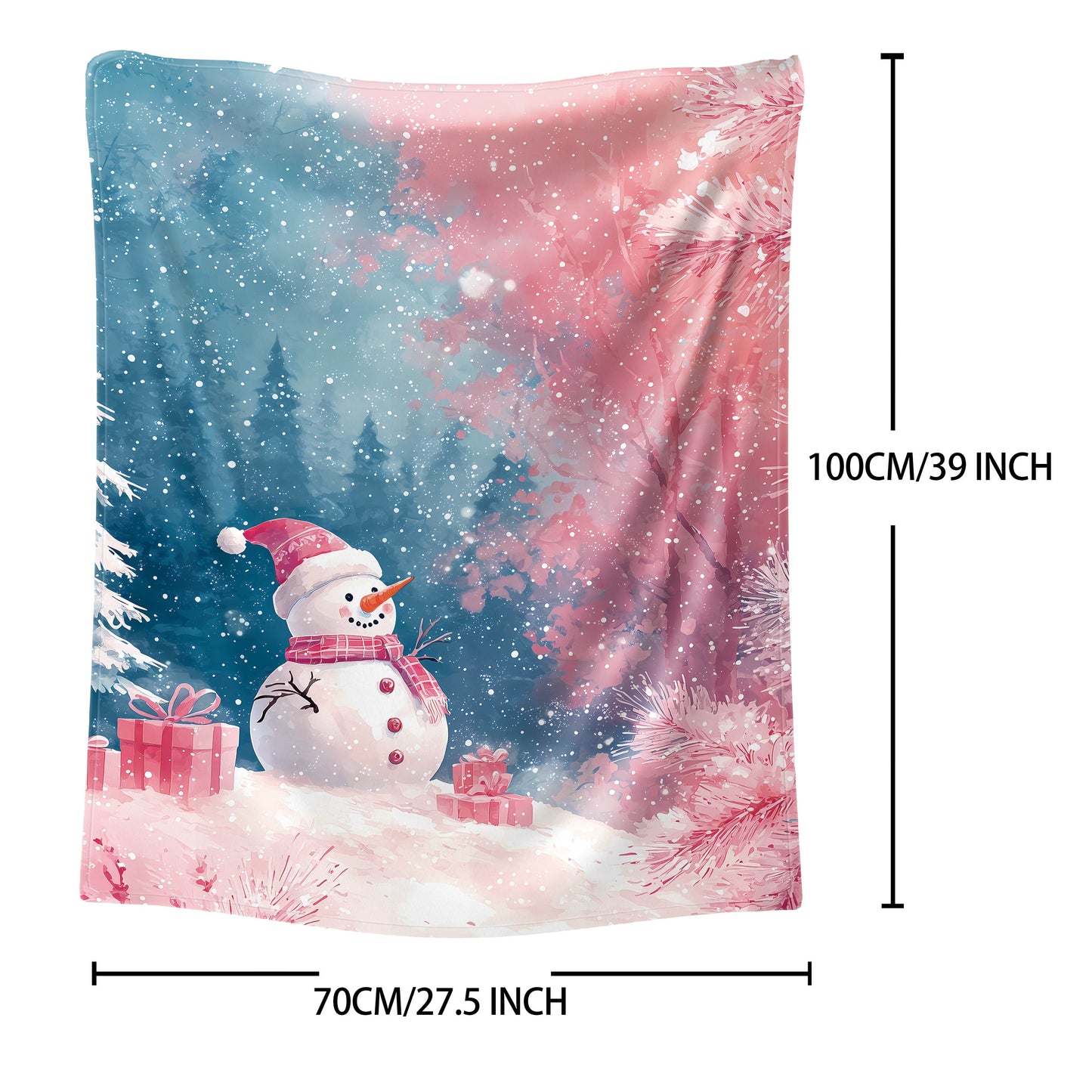 Stay warm and cozy with this stylish Mid-Century Modern Christmas throw blanket featuring snowmen, presents, and trees. Made from soft polyester flannel, this knitted blanket is perfect for all seasons and can be used on your bed, sofa, in the office, or