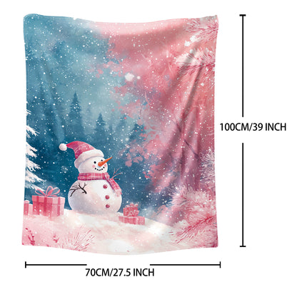 Stay warm and cozy with this stylish Mid-Century Modern Christmas throw blanket featuring snowmen, presents, and trees. Made from soft polyester flannel, this knitted blanket is perfect for all seasons and can be used on your bed, sofa, in the office, or