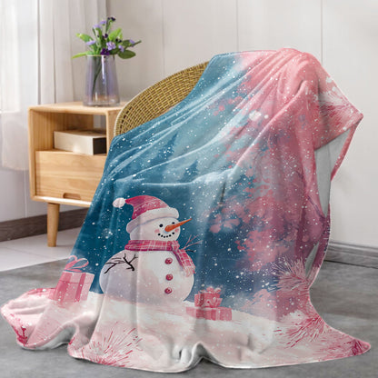 Stay warm and cozy with this stylish Mid-Century Modern Christmas throw blanket featuring snowmen, presents, and trees. Made from soft polyester flannel, this knitted blanket is perfect for all seasons and can be used on your bed, sofa, in the office, or