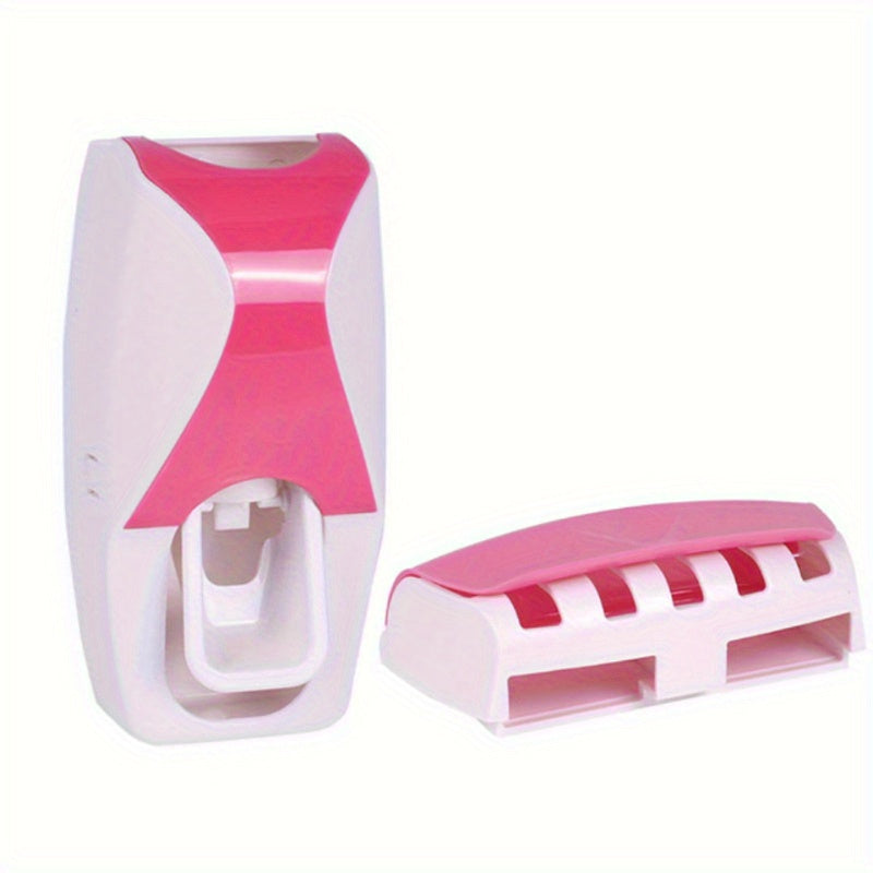 Wall-Mounted Toothpaste Dispenser and Toothbrush Holder Set, ideal for Home and Travel, White/Black.