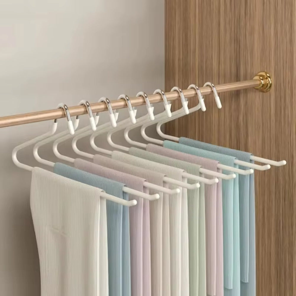 Durable Rainbow Swan Pants Hangers Set of 10 - Non-Slip, Space-Saving Clothes Rack for Home & Dorms, Easy Pull Design, Made with Stainless Steel