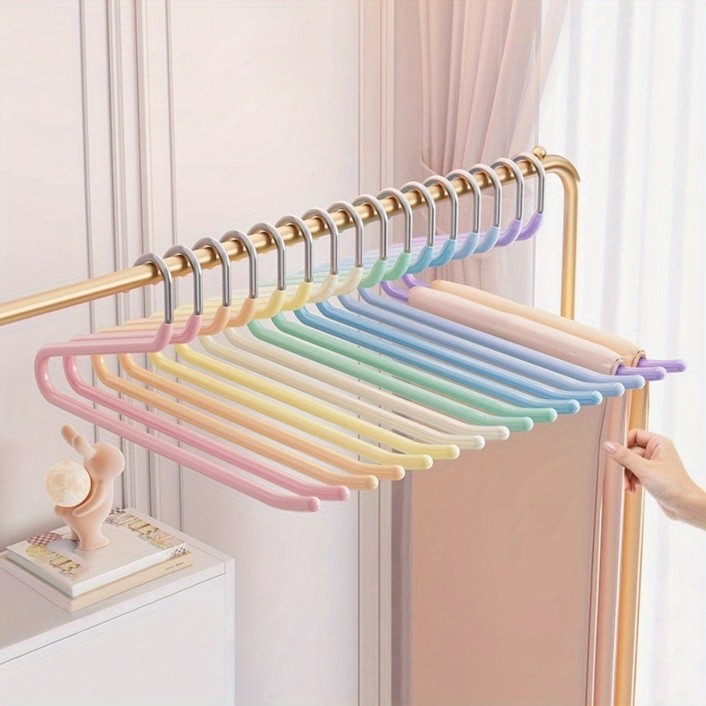 Durable Rainbow Swan Pants Hangers Set of 10 - Non-Slip, Space-Saving Clothes Rack for Home & Dorms, Easy Pull Design, Made with Stainless Steel