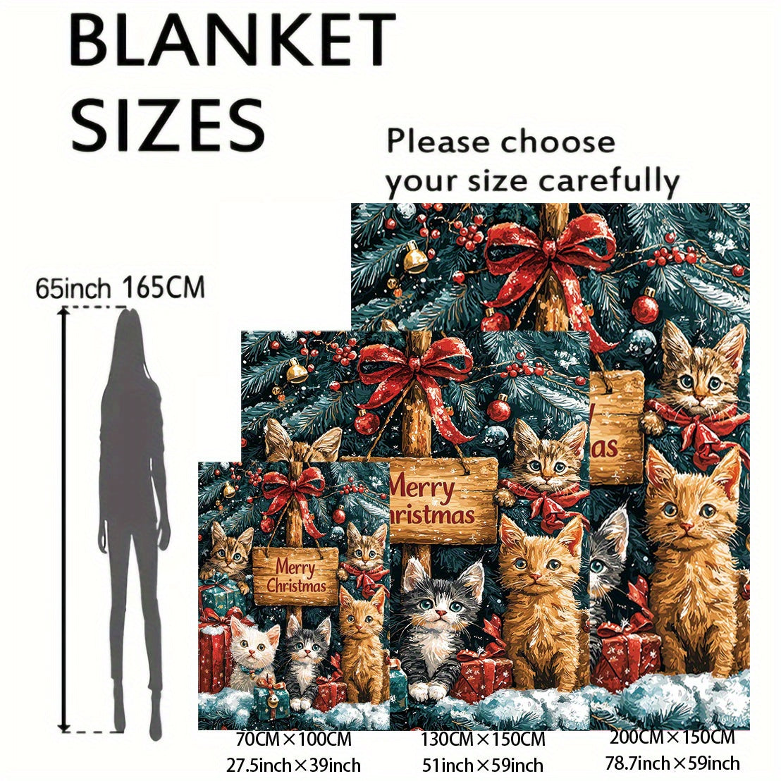 Stay cozy this holiday season with our 1-piece Christmas Cats Flannel Blanket. Made of 200-250g polyester, this mid-century style blanket features a digital print of festive cats. The soft knit throw is perfect for bed, sofa, office, or camping and can