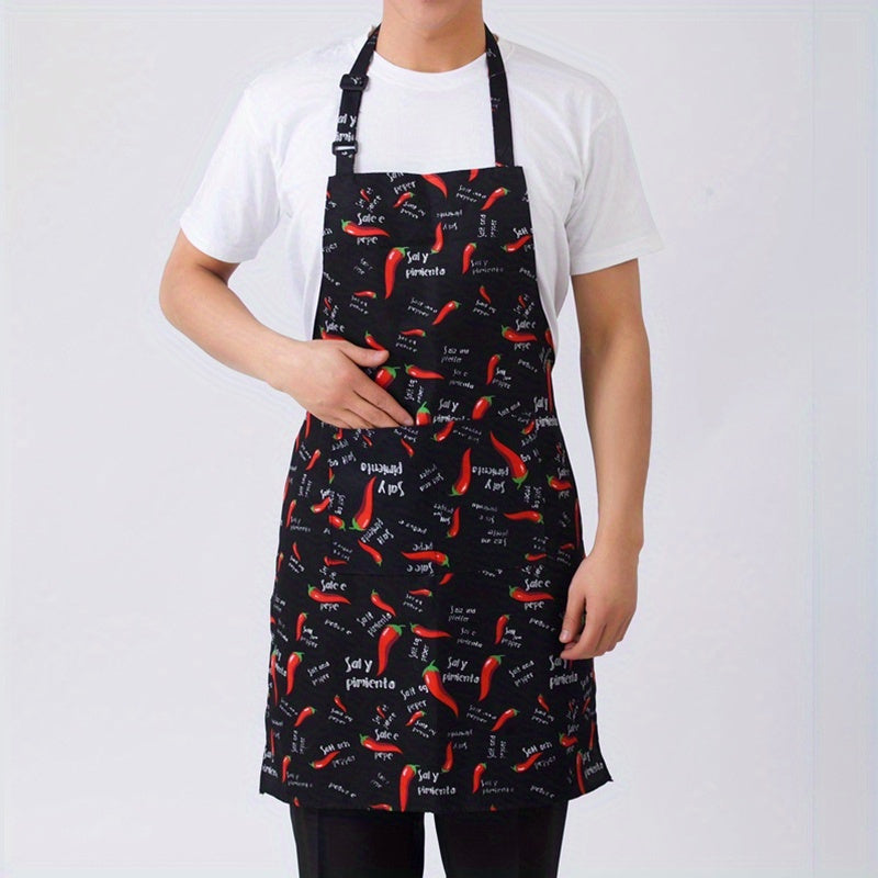 [Customer Favorite] Stylish Half-Length Adult Apron with Adjustable Straps, Striped Design for Chefs in Restaurants, Outdoor Activities, Camping, BBQs, and Picnics. Features 2 Convenient Pockets, Essential Kitchen Gear.