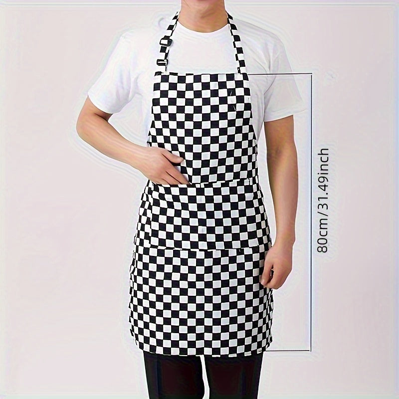 [Customer Favorite] Stylish Half-Length Adult Apron with Adjustable Straps, Striped Design for Chefs in Restaurants, Outdoor Activities, Camping, BBQs, and Picnics. Features 2 Convenient Pockets, Essential Kitchen Gear.