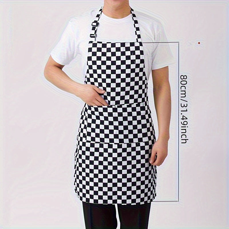 [Customer Favorite] Stylish Half-Length Adult Apron with Adjustable Straps, Striped Design for Chefs in Restaurants, Outdoor Activities, Camping, BBQs, and Picnics. Features 2 Convenient Pockets, Essential Kitchen Gear.