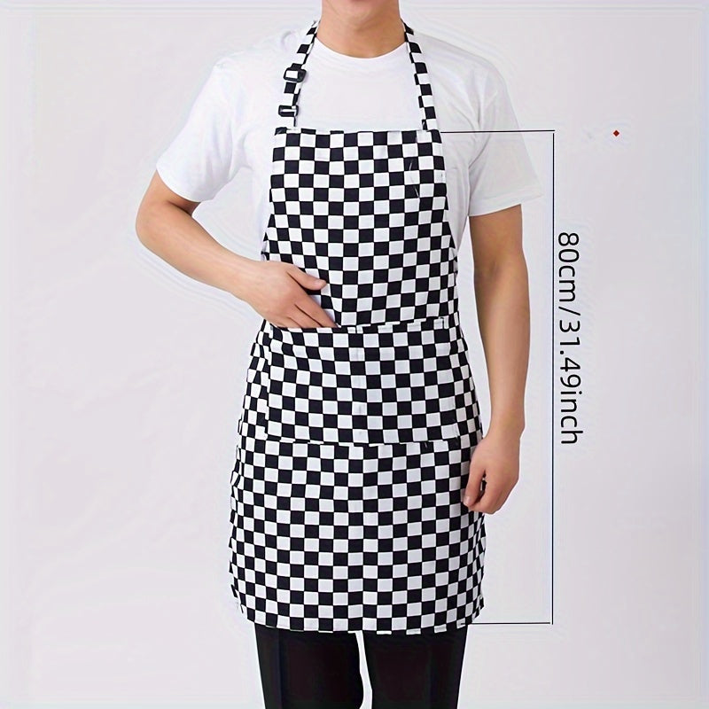 [Customer Favorite] Stylish Half-Length Adult Apron with Adjustable Straps, Striped Design for Chefs in Restaurants, Outdoor Activities, Camping, BBQs, and Picnics. Features 2 Convenient Pockets, Essential Kitchen Gear.