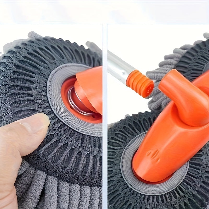 Retractable Car Cleaning Brush with Super Soft Microfiber Bristles - Flexible 360° Rotation, Safe for Vehicles, RVs, Trucks, Glass - Durable Telescopic Handle in Orange Aluminum Alloy