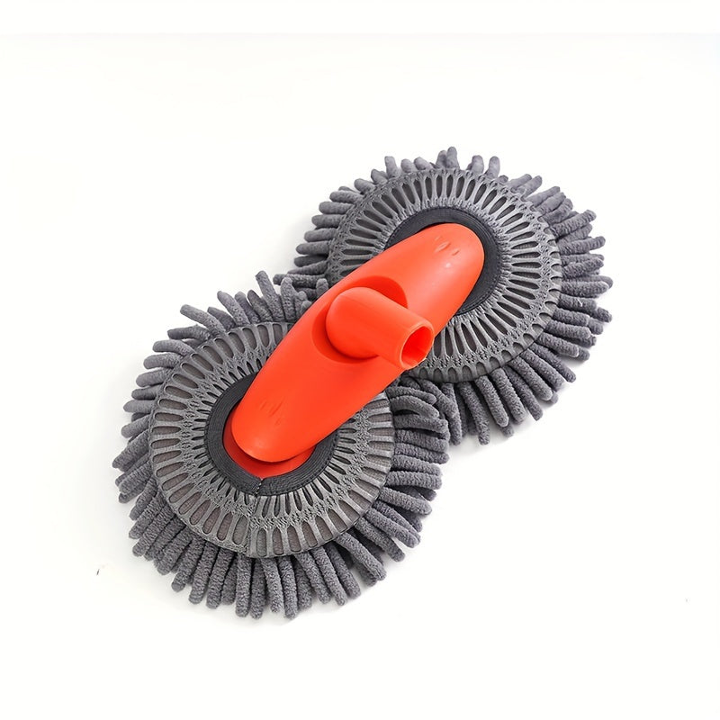 Retractable Car Cleaning Brush with Super Soft Microfiber Bristles - Flexible 360° Rotation, Safe for Vehicles, RVs, Trucks, Glass - Durable Telescopic Handle in Orange Aluminum Alloy