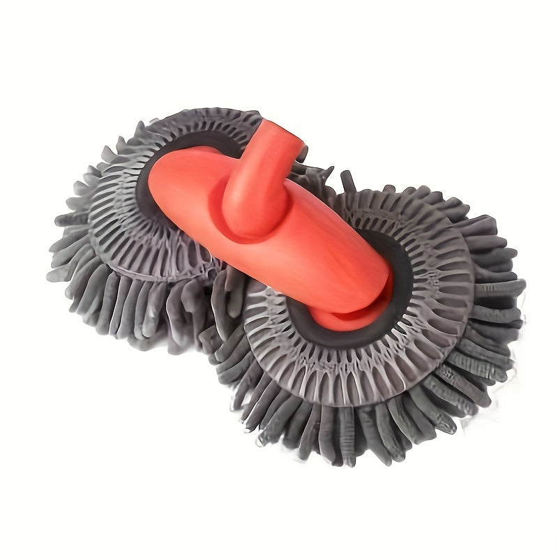 Retractable Car Cleaning Brush with Super Soft Microfiber Bristles - Flexible 360° Rotation, Safe for Vehicles, RVs, Trucks, Glass - Durable Telescopic Handle in Orange Aluminum Alloy