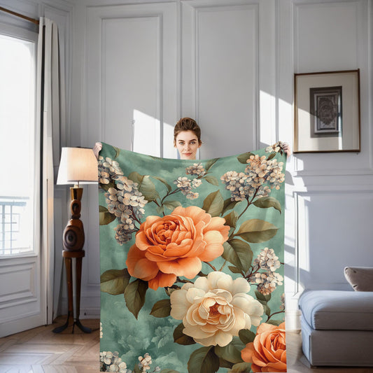 Stay warm and cozy with our Flannel Throw Blanket featuring a Vibrant Camellia Pattern. This elegant and luxurious blanket is made from high-quality polyester with a digital print in a contemporary style. Perfect for all-season use, it is also machine