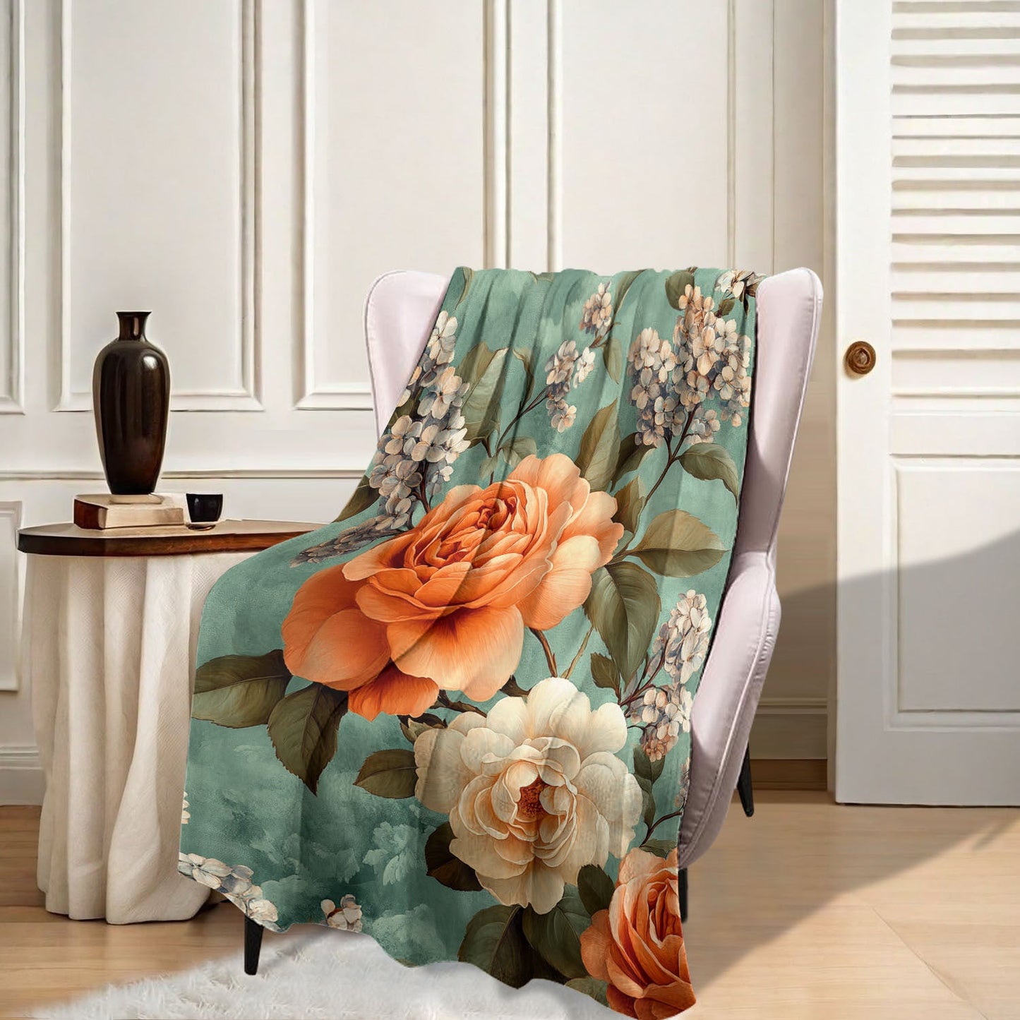 Stay warm and cozy with our Flannel Throw Blanket featuring a Vibrant Camellia Pattern. This elegant and luxurious blanket is made from high-quality polyester with a digital print in a contemporary style. Perfect for all-season use, it is also machine