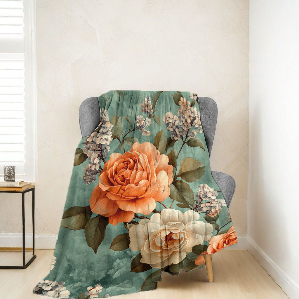 Stay warm and cozy with our Flannel Throw Blanket featuring a Vibrant Camellia Pattern. This elegant and luxurious blanket is made from high-quality polyester with a digital print in a contemporary style. Perfect for all-season use, it is also machine