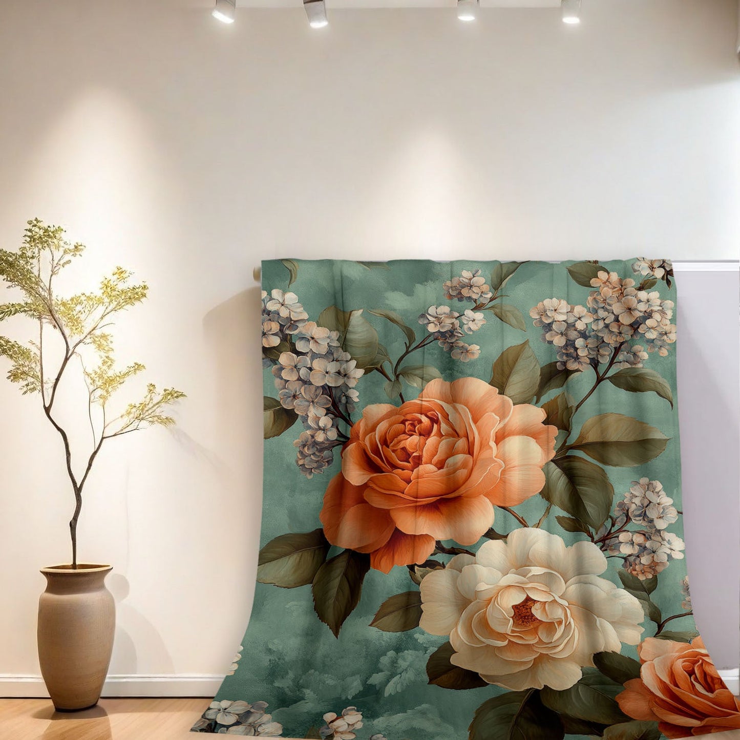 Stay warm and cozy with our Flannel Throw Blanket featuring a Vibrant Camellia Pattern. This elegant and luxurious blanket is made from high-quality polyester with a digital print in a contemporary style. Perfect for all-season use, it is also machine