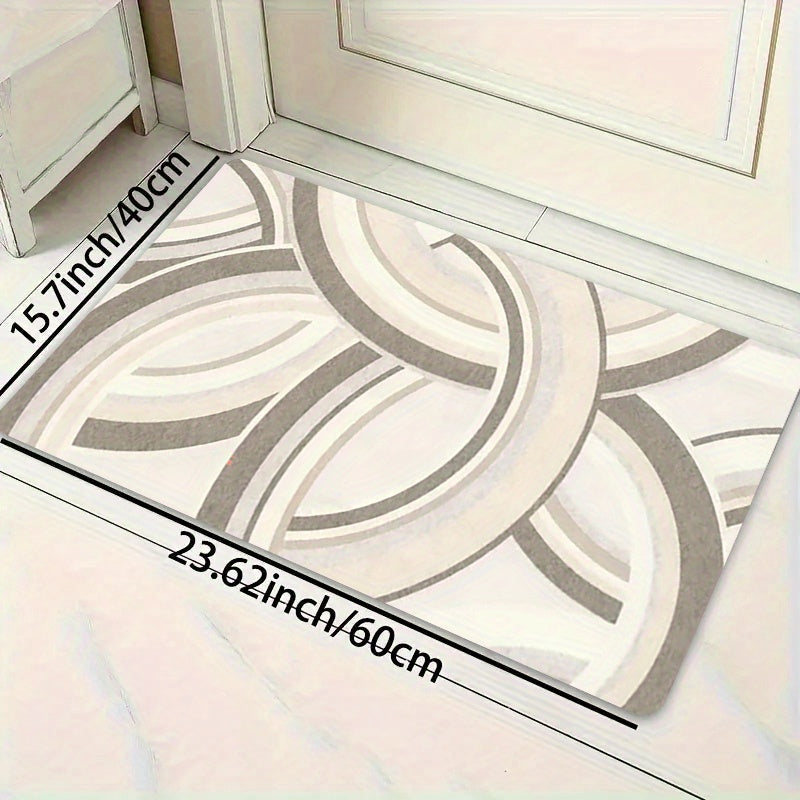 Polyester Area Rug with Simple Print Design, 1.1cm Thickness, Non-Slip Backing, Stain-Resistant, Durable, Ideal for Kitchen, Living Room, Porch, Balcony - Machine Washable for Easy Cleaning, Perfect for Home Decor