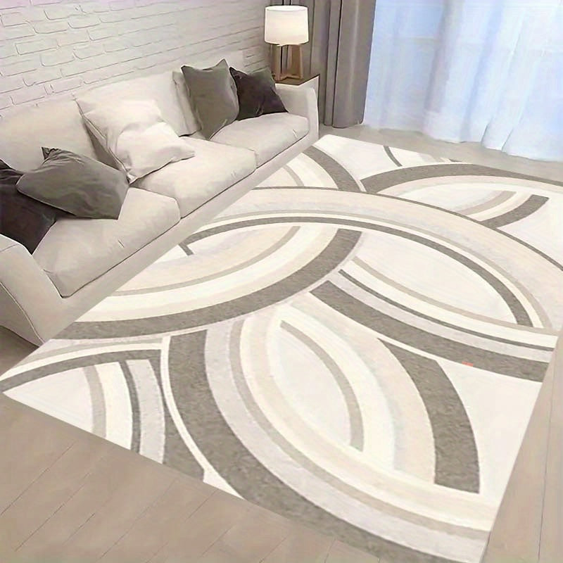 Polyester Area Rug with Simple Print Design, 1.1cm Thickness, Non-Slip Backing, Stain-Resistant, Durable, Ideal for Kitchen, Living Room, Porch, Balcony - Machine Washable for Easy Cleaning, Perfect for Home Decor