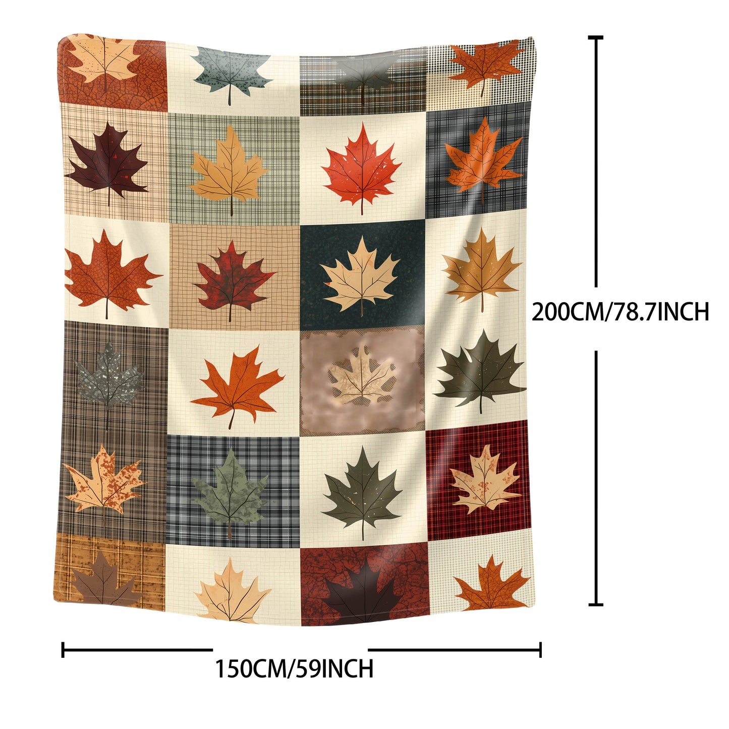 Autumn Leaves Flannel Throw Blanket - 1 Piece, made with 200-250g of Polyester, Featuring Digital Print in Mid-Century Style. Soft Knit for All Seasons, Perfect for Bed, Sofa, Office, or Camping - Available in Mixed Colors.