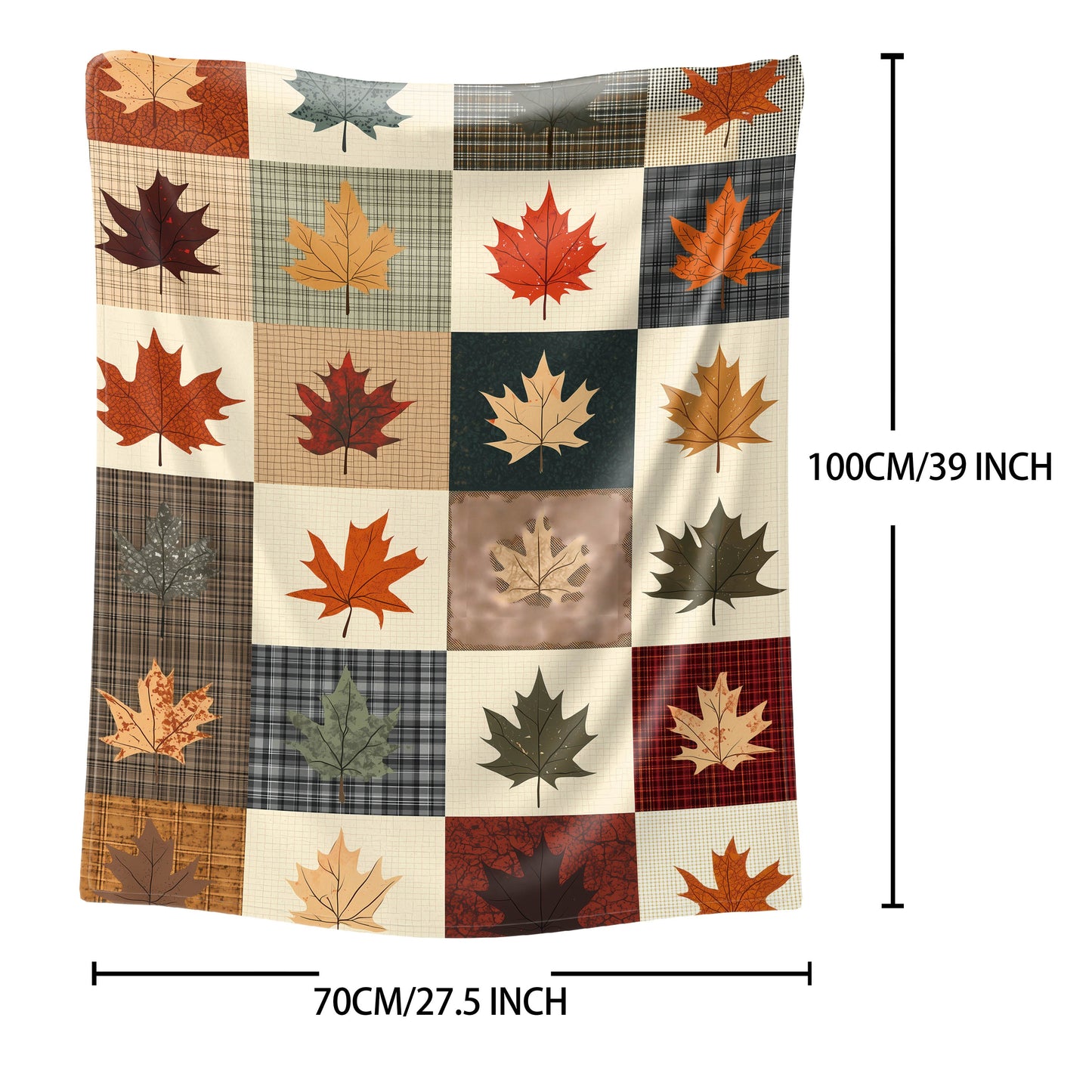 Autumn Leaves Flannel Throw Blanket - 1 Piece, made with 200-250g of Polyester, Featuring Digital Print in Mid-Century Style. Soft Knit for All Seasons, Perfect for Bed, Sofa, Office, or Camping - Available in Mixed Colors.