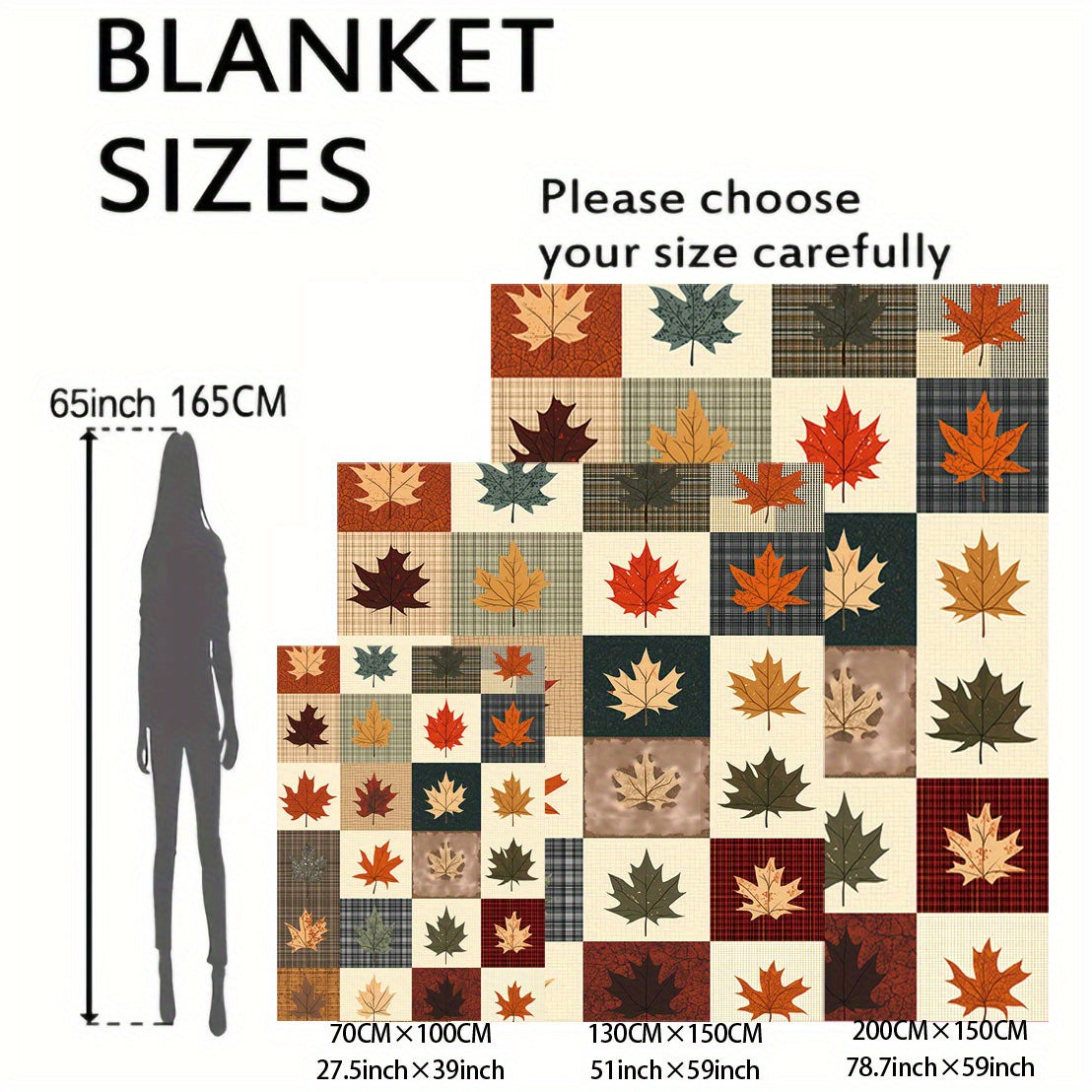 Autumn Leaves Flannel Throw Blanket - 1 Piece, made with 200-250g of Polyester, Featuring Digital Print in Mid-Century Style. Soft Knit for All Seasons, Perfect for Bed, Sofa, Office, or Camping - Available in Mixed Colors.