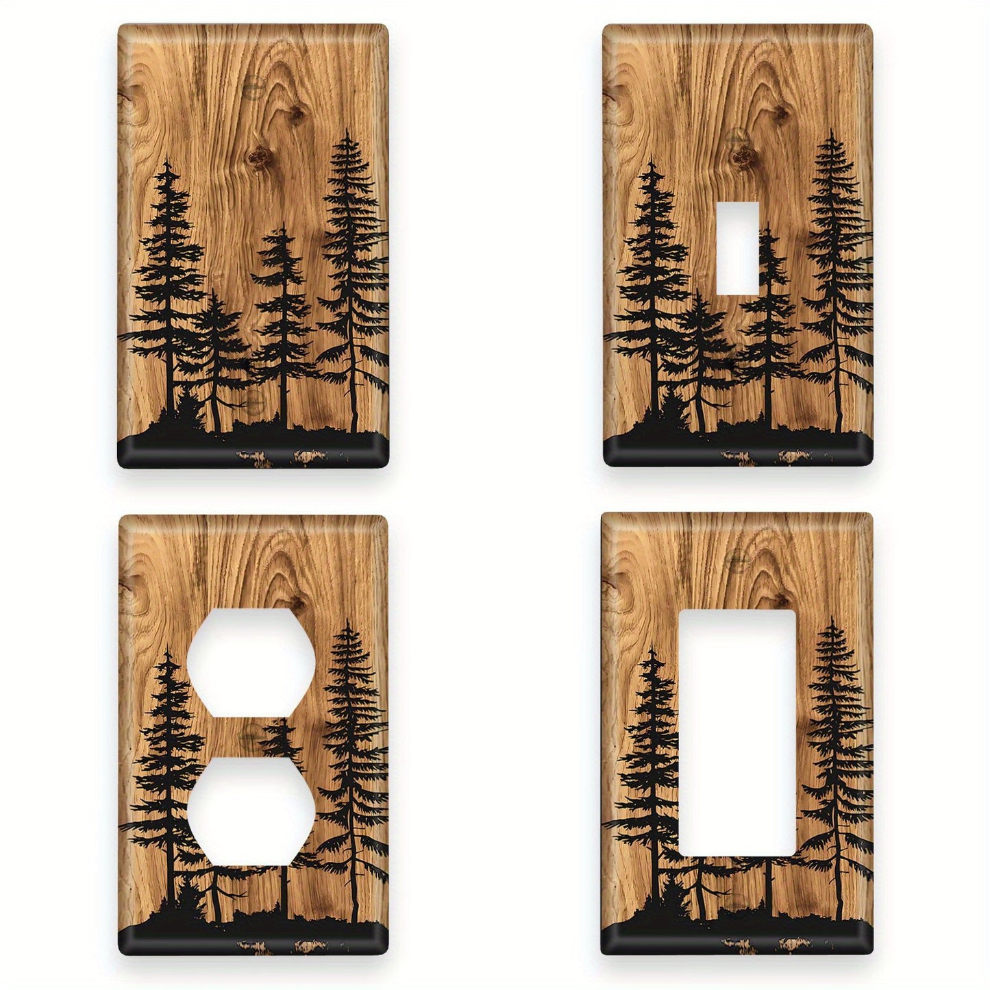 Pine Forest Design Wall Plate Covers for Light Switches and Outlets - Easy to Clean, Easy to Install, Versatile for Any Room, No Electricity Required.