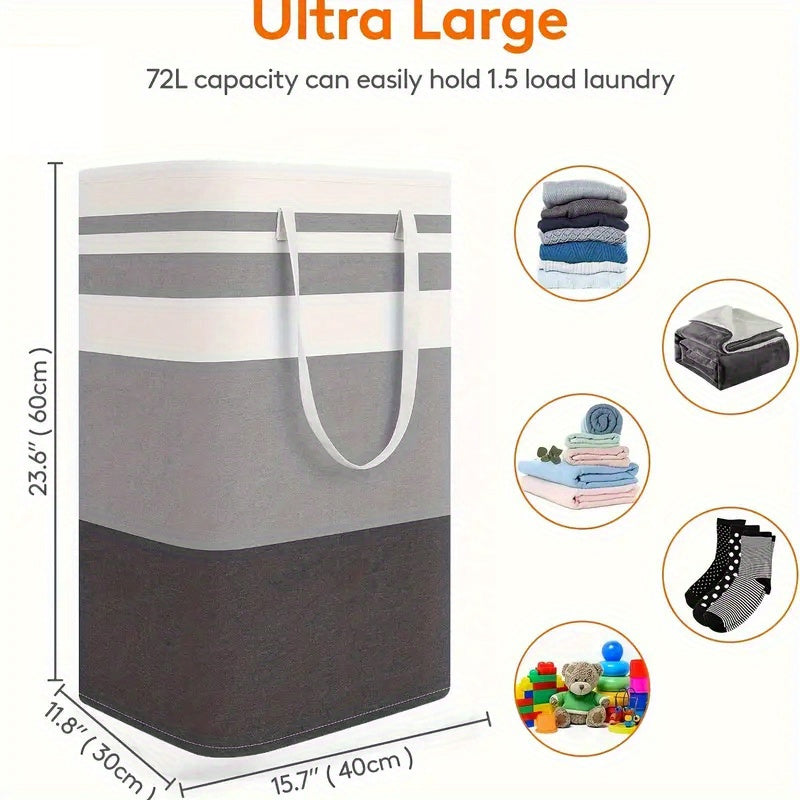 Large Waterproof Laundry Hamper with Extended Handles - Collapsible and Freestanding Storage Basket for Dorms and Families, Ideal for Clothes and Toys