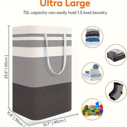 Large Waterproof Laundry Hamper with Extended Handles - Collapsible and Freestanding Storage Basket for Dorms and Families, Ideal for Clothes and Toys