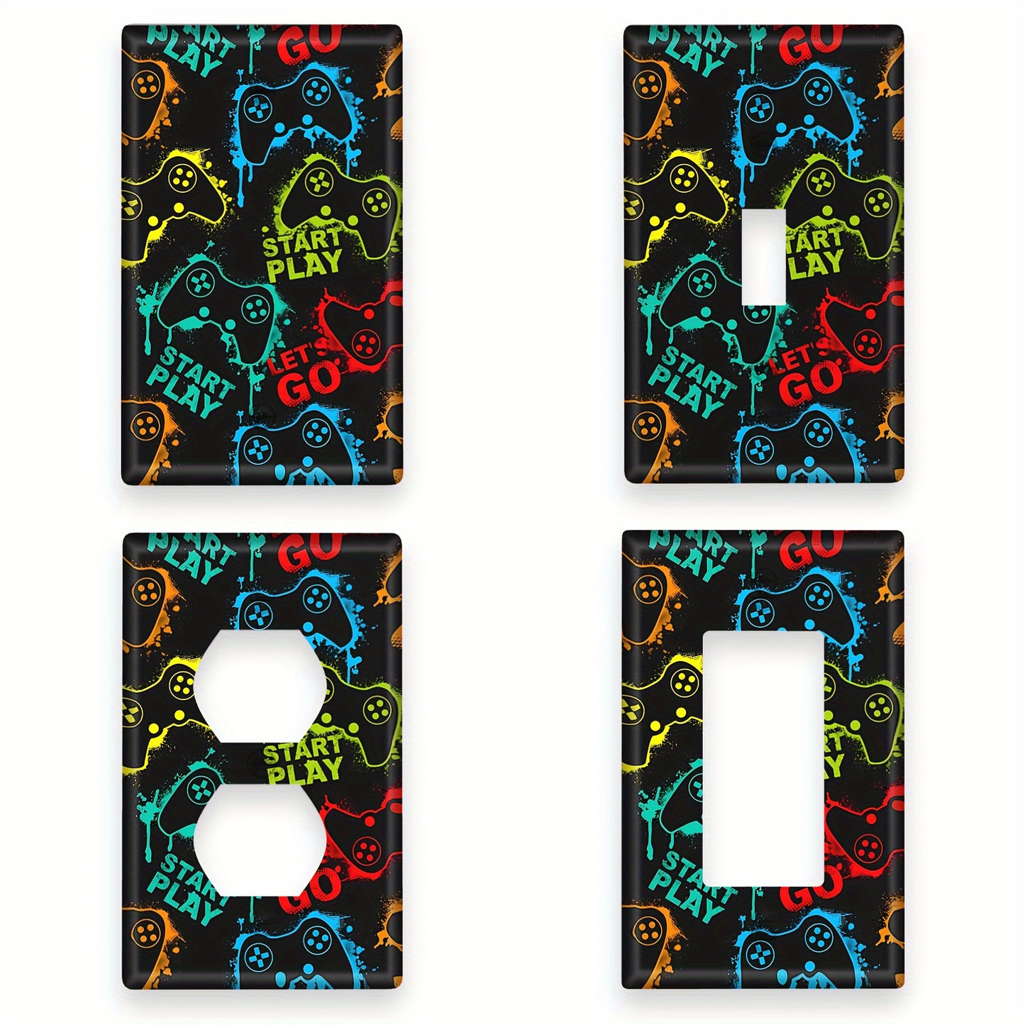 Game-themed light Switch Cover Set for Teen, Bedroom, or Game Room - Simple to Install, Battery-Free.