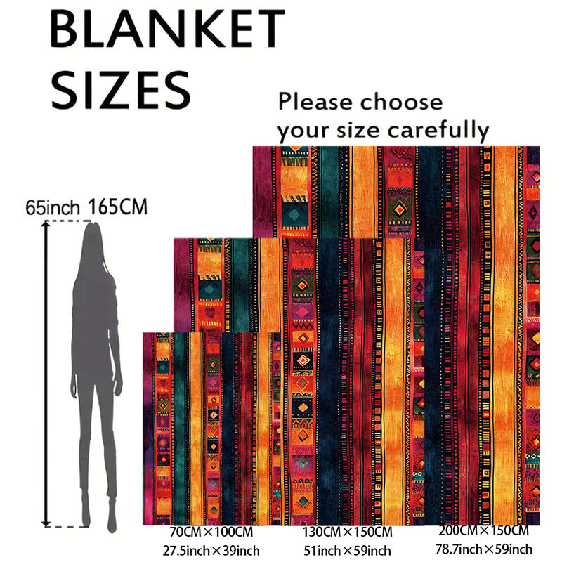 Mid-Century Style Flannel Throw Blanket - Soft Polyester Knit, Digital Print, Tribal Mayan Pattern, Lightweight Warmth for Home, Office, and Camping. Perfect for all seasons, this cozy sofa and bed cover weighs 200-250g.