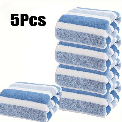 5 ultra-soft, quick-dry striped towels - perfect for home, gym, and spa. Durable and super absorbent.