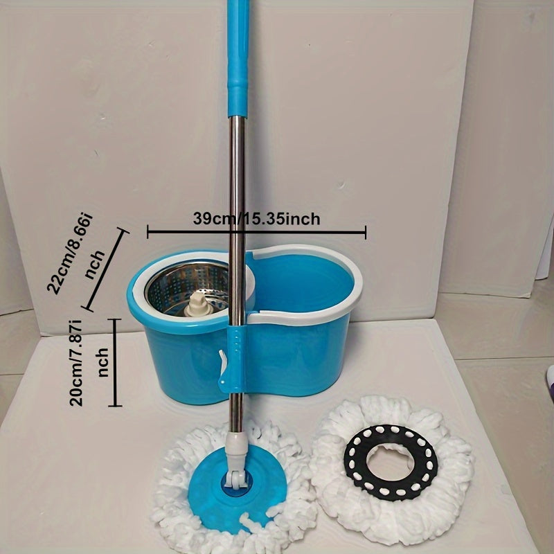 Zamonaviy qo'l bilan ishlatilmaydigan aylanuvchi mopu, noyob burilish mexanizmi va 360° aylanuvchi mop va ikki mikrofiber almashtirish boshini o'z ichiga olgan chelak tizimi bilan, erkin pol tozalash uchun mukammal.