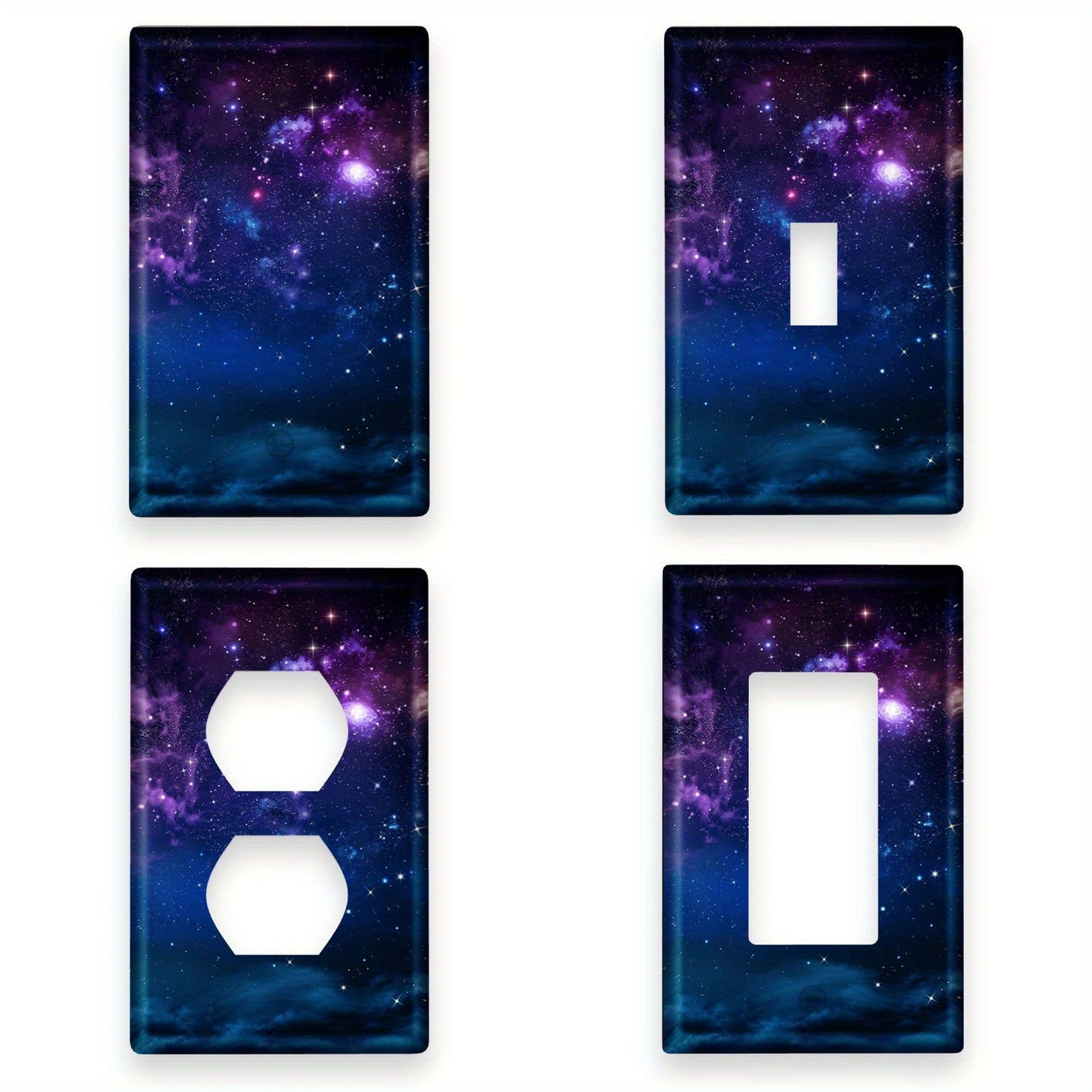 Starry Sky Wall Plate Covers for Light Switches & Outlets: Double-Sided Rocker Panel, Easy Installation, Battery-Free, Home/Office Decor.