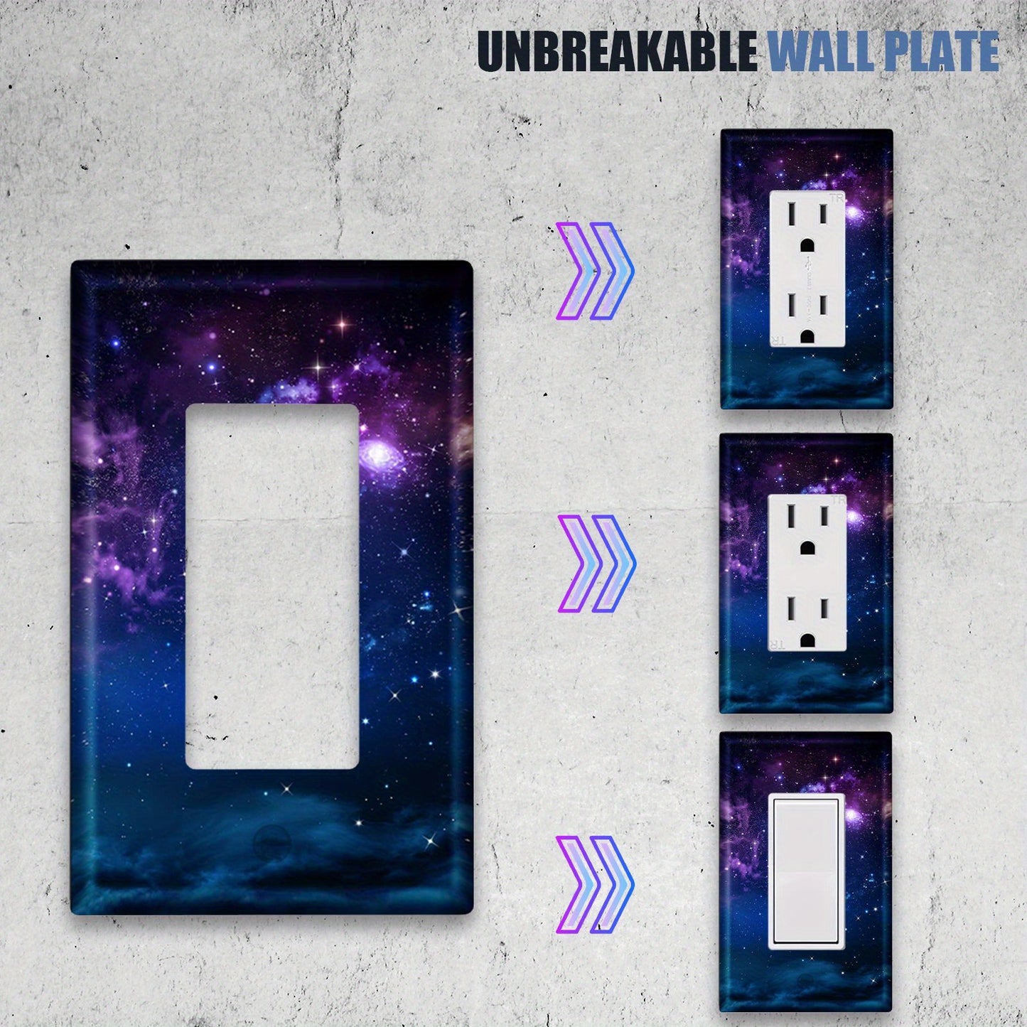 Starry Sky Wall Plate Covers for Light Switches & Outlets: Double-Sided Rocker Panel, Easy Installation, Battery-Free, Home/Office Decor.