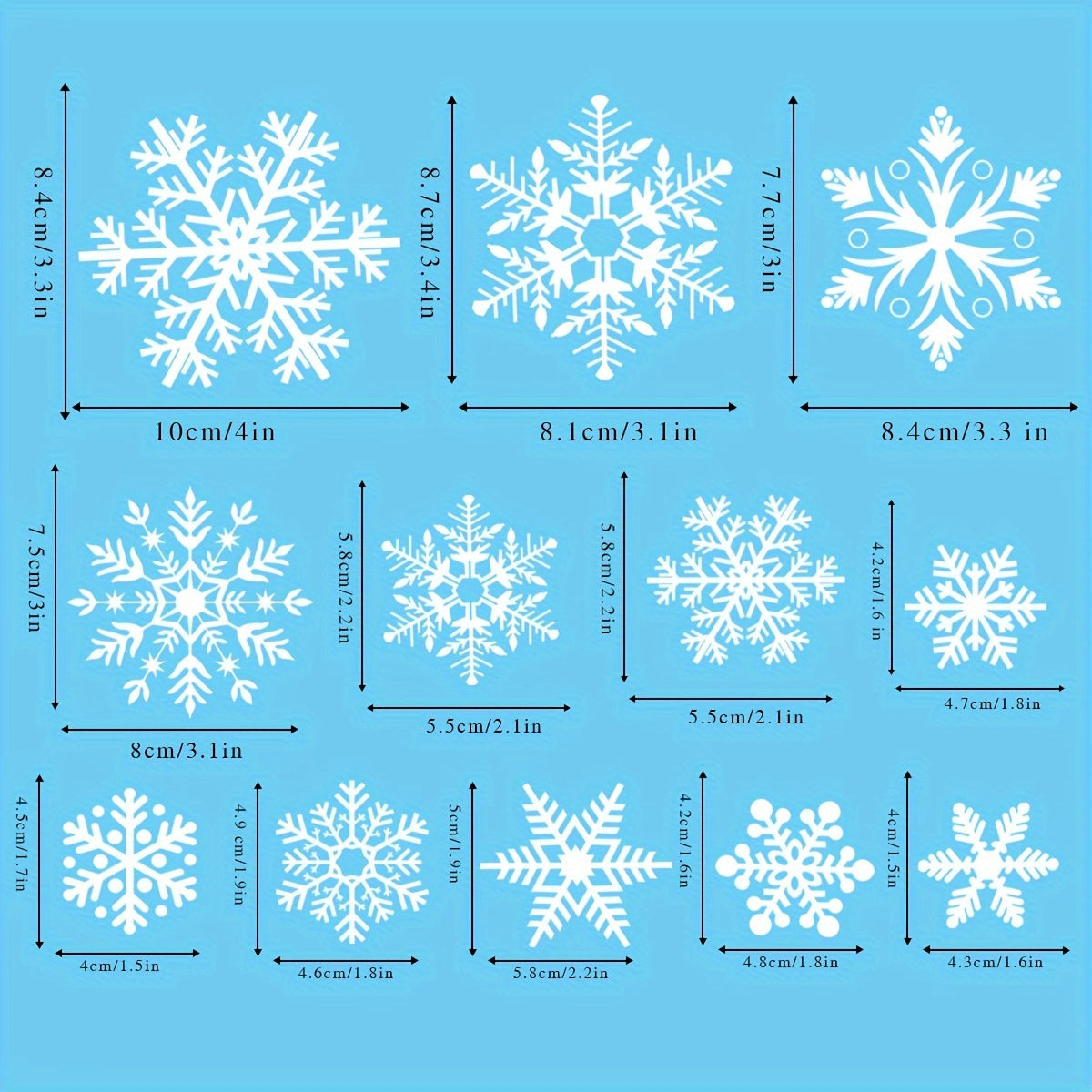 Set of 137 Christmas Snowflake Window Stickers - Static PVC Decals for Glass - Festive Décor without Power - Reusable Winter Decals for Home and Parties