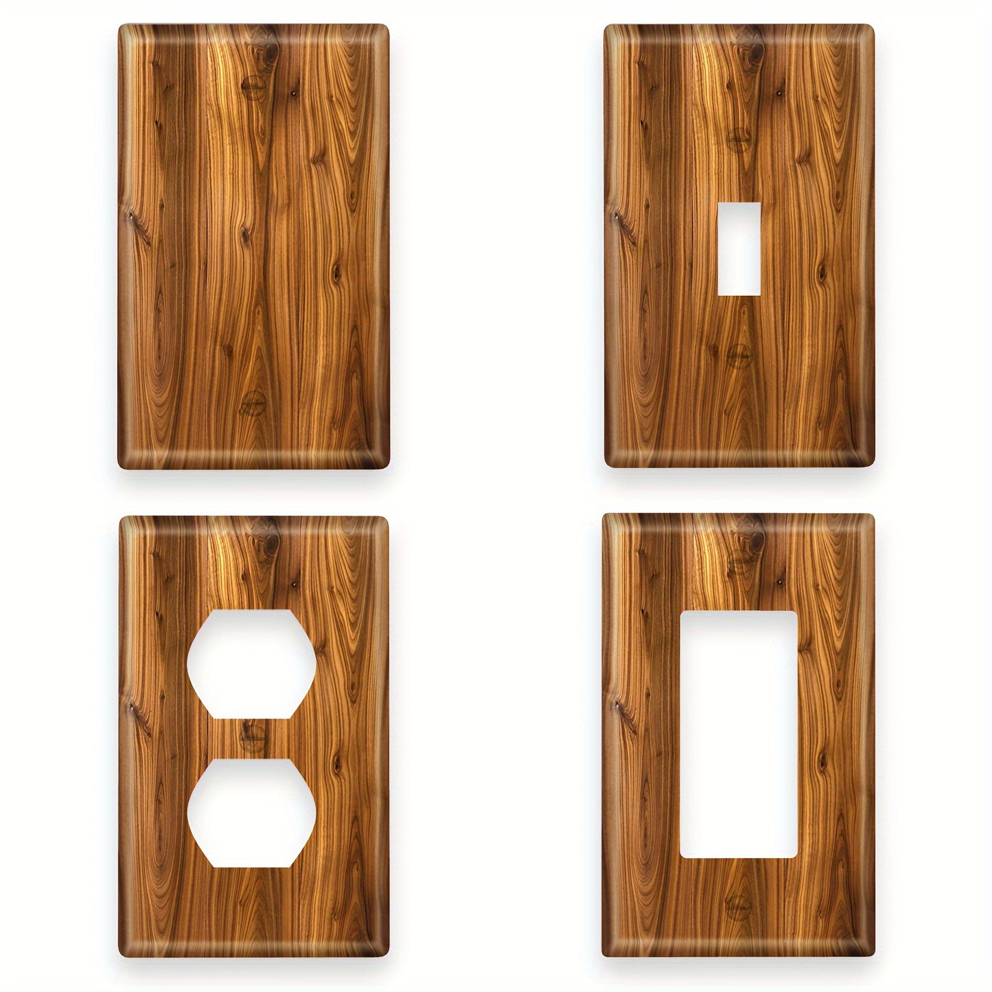 Wood grain light switch cover with screw-in installation, no battery or wiring needed. Perfect for kitchen or home lighting accessories.