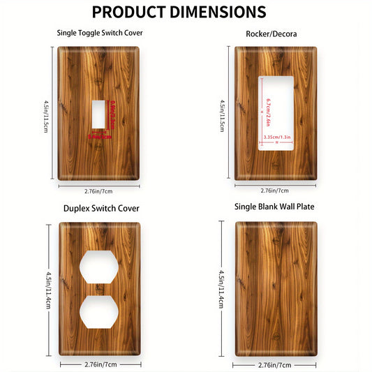 Wood grain light switch cover with screw-in installation, no battery or wiring needed. Perfect for kitchen or home lighting accessories.