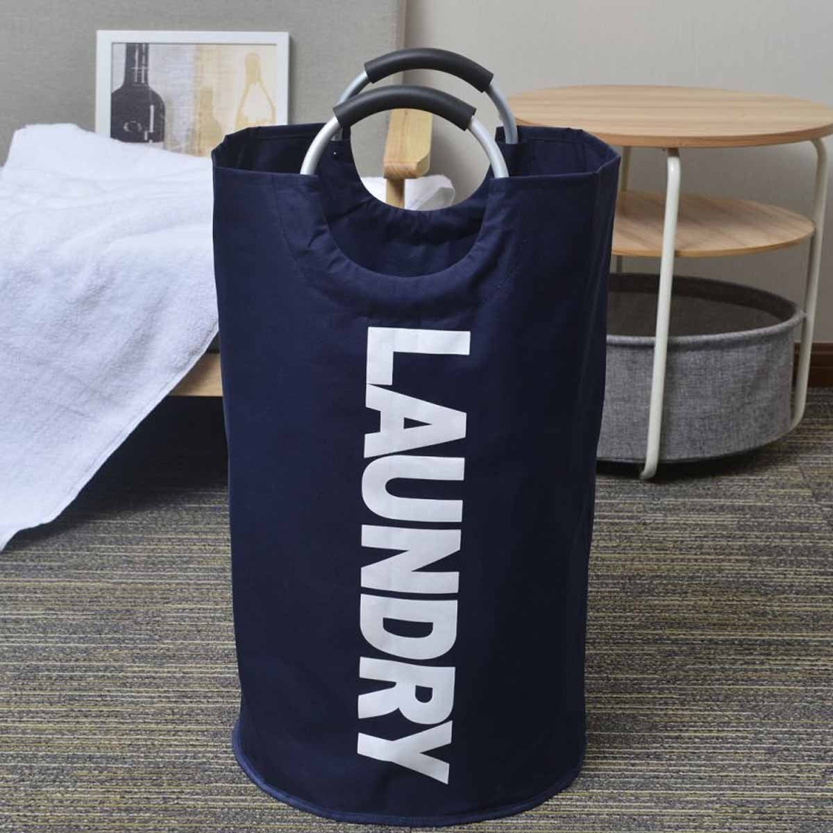 Stay organized with our spacious Extra-Large Nylon Laundry Basket featuring a padded handle. This contemporary rectangle basket is waterproof, foldable, and perfect for storing laundry in your laundry room, bathroom, balcony, or dorm. Built to be durable