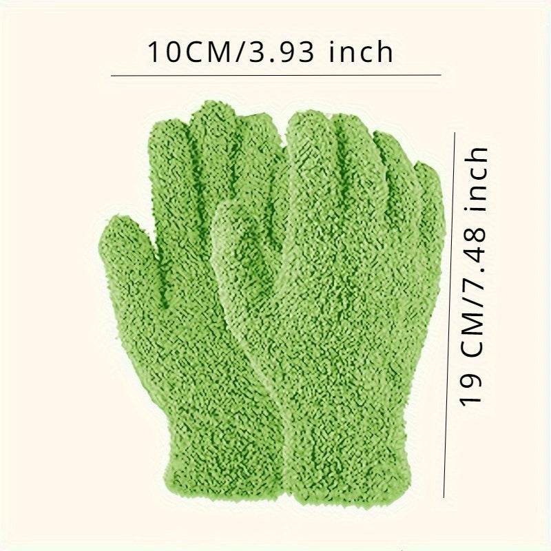 These soft blue microfiber dusting gloves are designed for gentle cleaning of plants, blinds, and difficult-to-access areas.