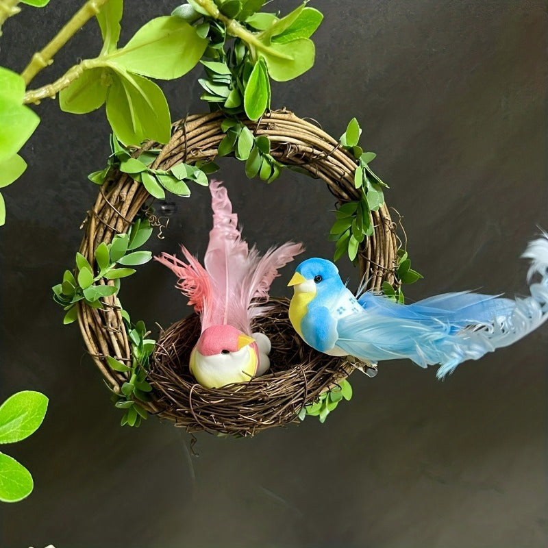 6-Pack of artificial feather birds with long tails for home and garden decor, featuring a modern jungle summer theme. No power required. Ideal for holiday room decorations.