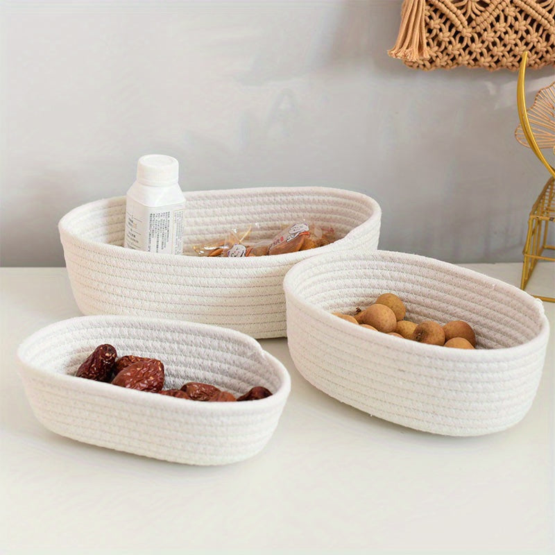 Durable Hand-Woven Boat-Shaped Storage Basket Ideal for Organizing Your Desk - Great for Storing Cosmetics, Snacks, and Small Items, Perfect Desktop Organizer and Storage Solution