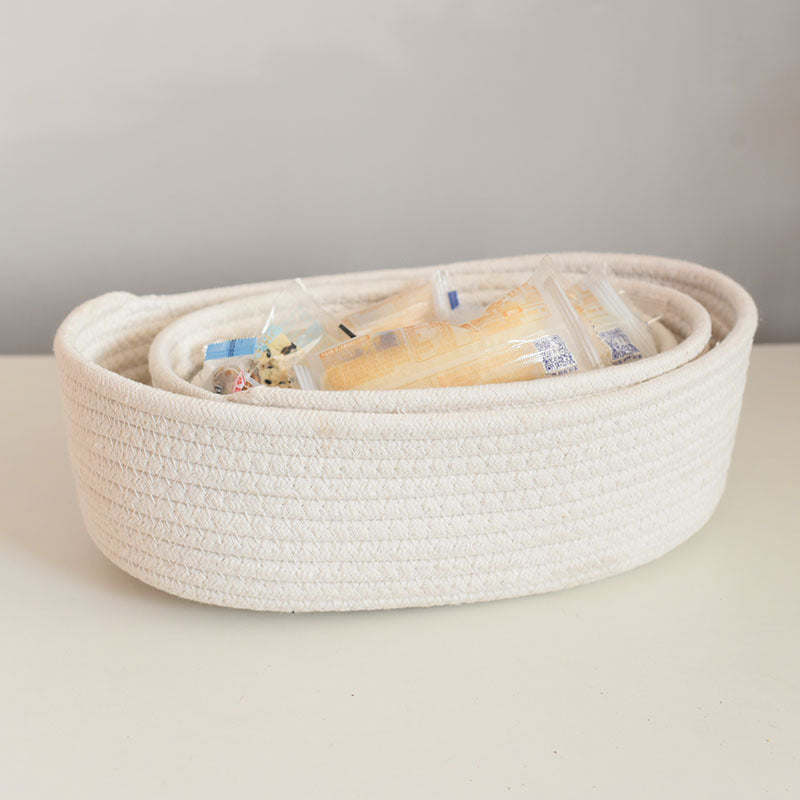 Durable Hand-Woven Boat-Shaped Storage Basket Ideal for Organizing Your Desk - Great for Storing Cosmetics, Snacks, and Small Items, Perfect Desktop Organizer and Storage Solution