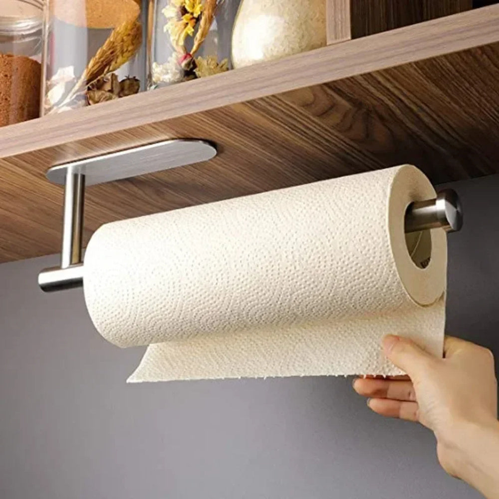 Toilet Paper Holder, Wall-Mounted Bathroom and Kitchen Organizer with No Drilling Required - Convenient Storage Solution for Toilet Paper and Paper Towels