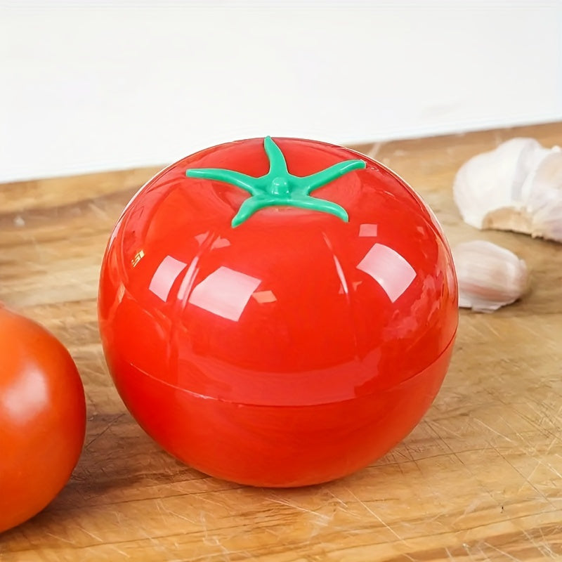 Contemporary Tomato-Shaped Sealing Storage Box - Red Plastic Fresh Keeper, No Electricity or Wood Required, Perfect for Dining Room, Vegetable Storage Container for Onion, Lemon, and Tomato, Holds 450ml/15.8oz