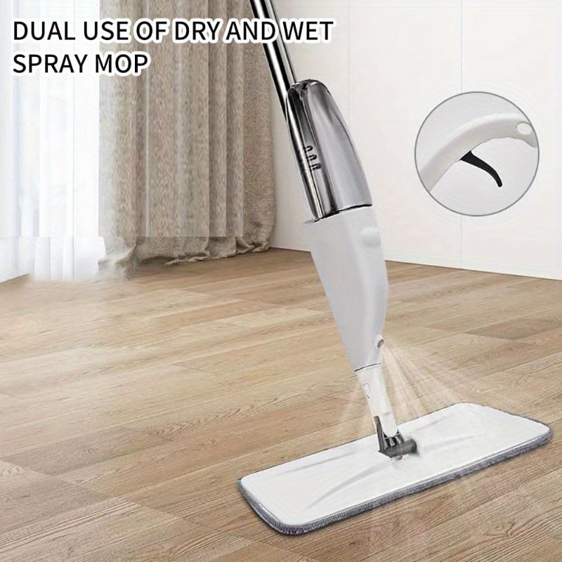 The 124.46cm Microfiber Spray Mop with Scraper is ultra-absorbent and versatile. It can be used for wet and dry cleaning of hardwood, laminate, and ceramic floors. The long handle makes it easy to clean hard-to-reach areas. It includes 3 reusable pads