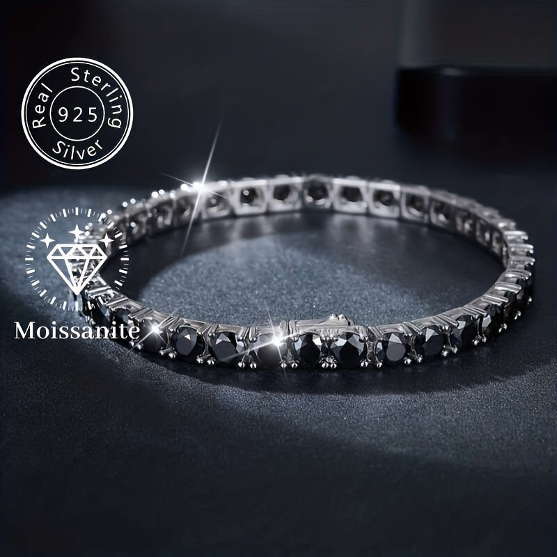 This elegant women's jewelry is a sterling silver Moissanite bracelet designed in a classic simple style. It is natural and adorned with a golden plated finish, making it suitable for all occasions such as parties, shopping, dating, travel, birthdays