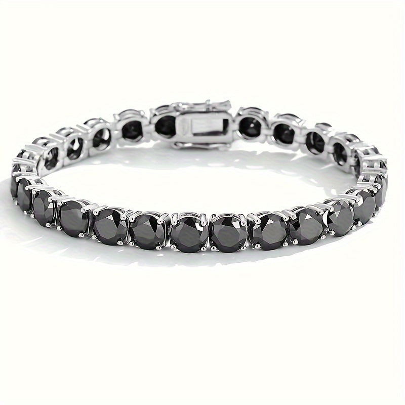 This elegant women's jewelry is a sterling silver Moissanite bracelet designed in a classic simple style. It is natural and adorned with a golden plated finish, making it suitable for all occasions such as parties, shopping, dating, travel, birthdays