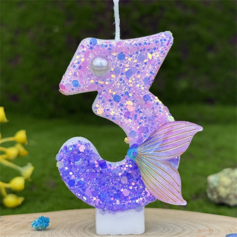 1pc 3D number birthday candle with glittering sparkles, perfect for decorating cakes for birthdays, anniversaries, and festive celebrations.