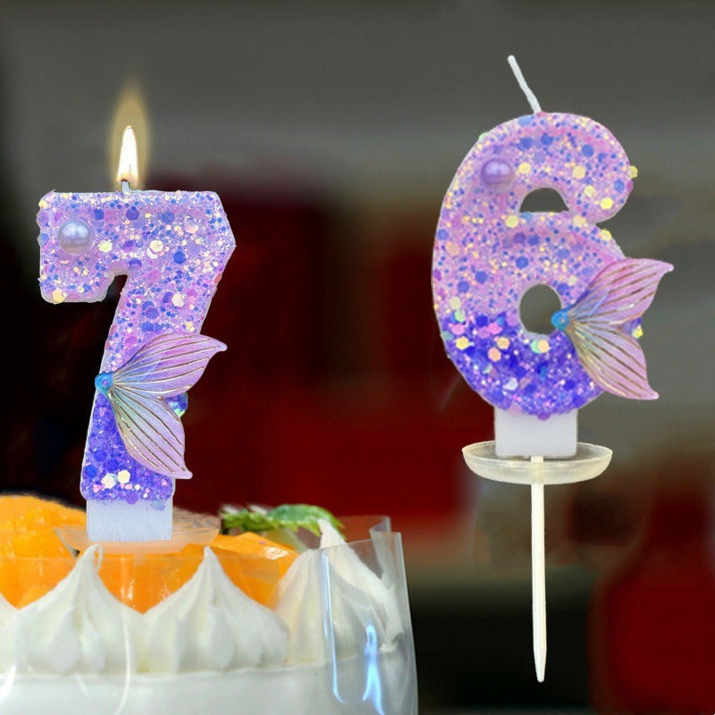 1pc 3D number birthday candle with glittering sparkles, perfect for decorating cakes for birthdays, anniversaries, and festive celebrations.