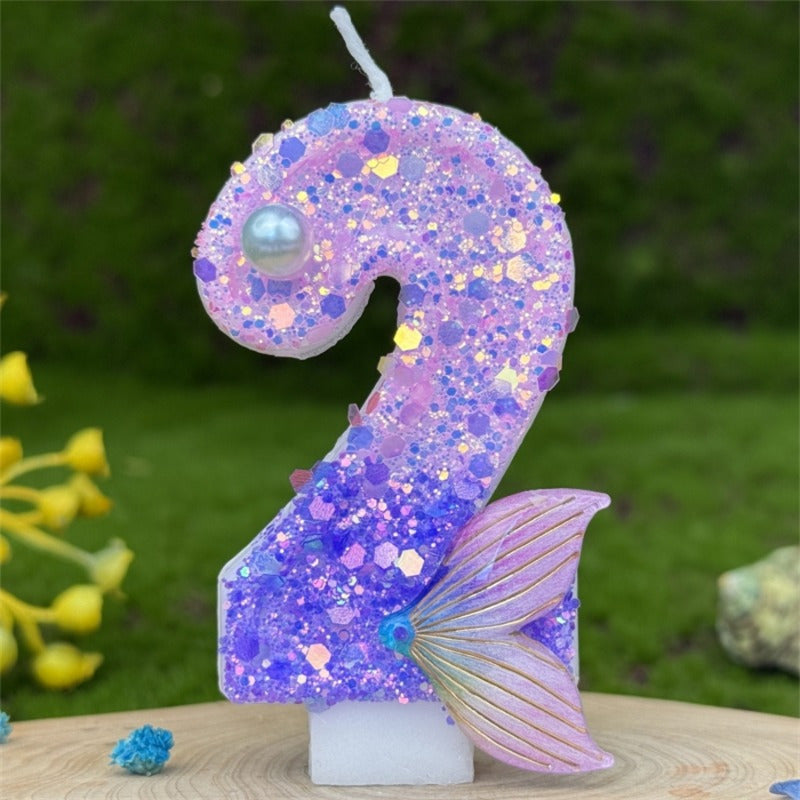 1pc 3D number birthday candle with glittering sparkles, perfect for decorating cakes for birthdays, anniversaries, and festive celebrations.