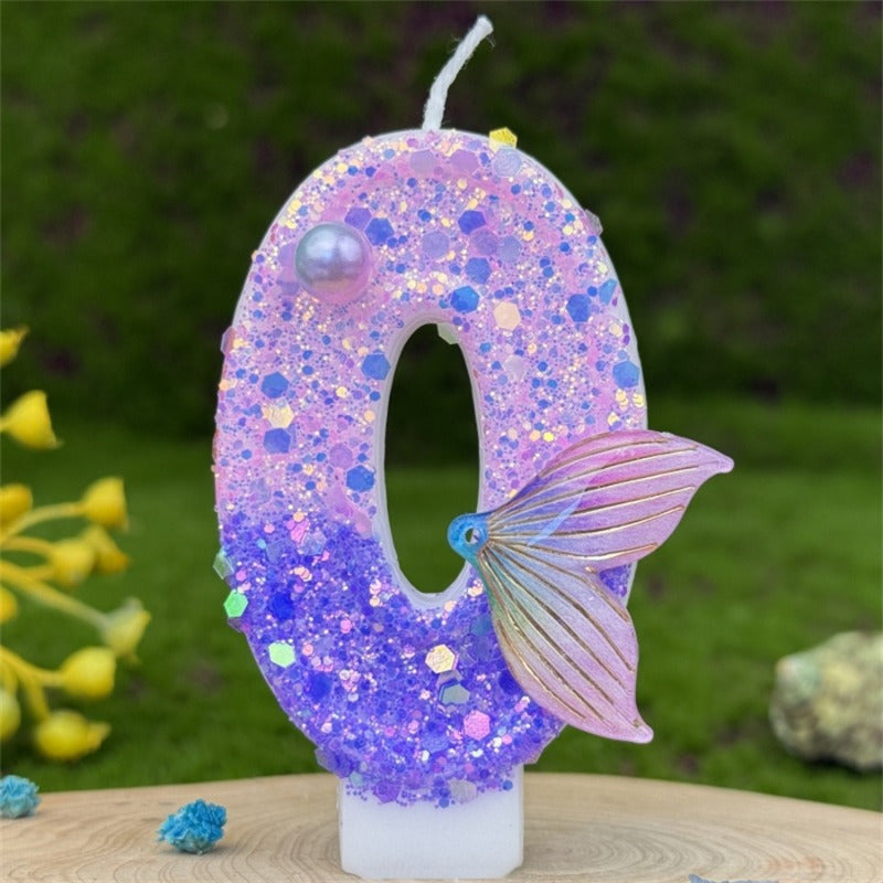 1pc 3D number birthday candle with glittering sparkles, perfect for decorating cakes for birthdays, anniversaries, and festive celebrations.