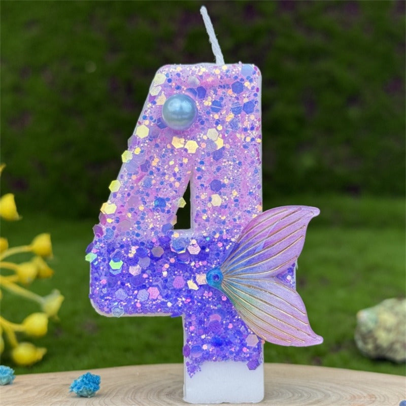 1pc 3D number birthday candle with glittering sparkles, perfect for decorating cakes for birthdays, anniversaries, and festive celebrations.